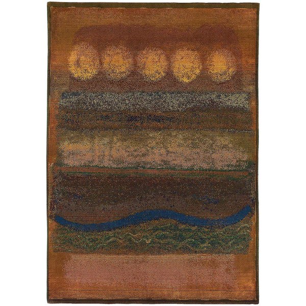 Kharma II Gold/ Green Rug - 2'3 X 4'5