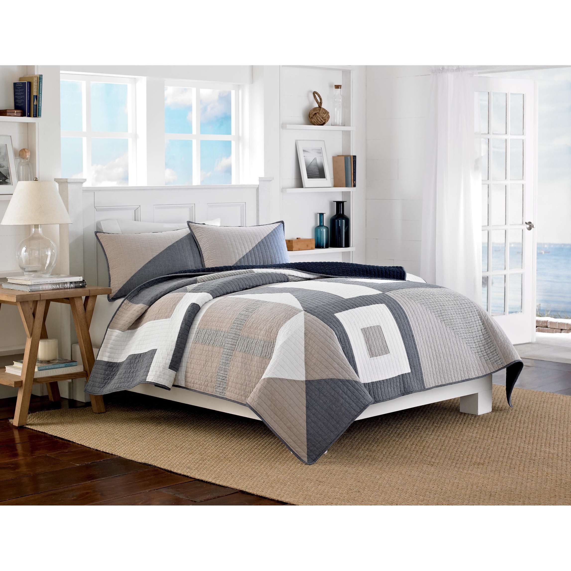 Nautica Seaview Cotton Reversible Quilt (shams Sold Separately)