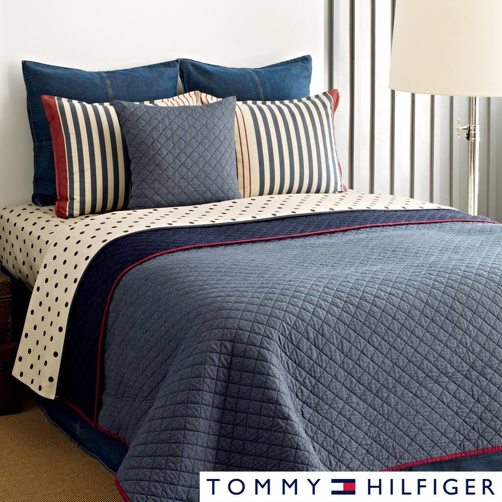 Tommy Hilfiger Chambray 3-piece Cotton Reversible Quilt Set