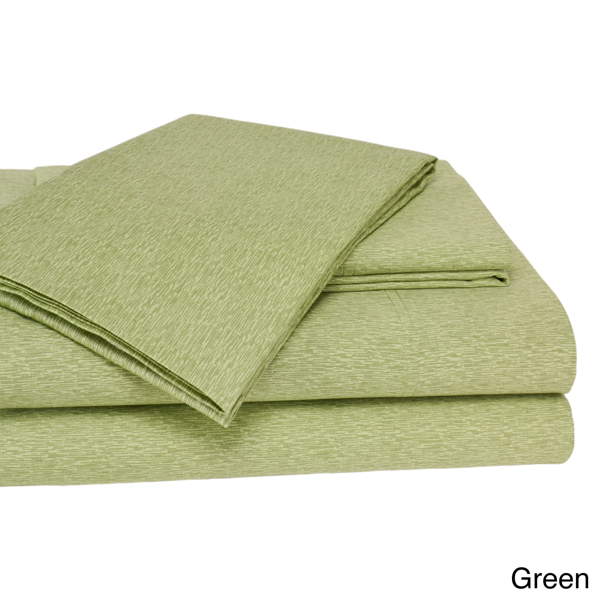 Elite Home Products Turino Print All Cotton Sheet Set Green Size Queen