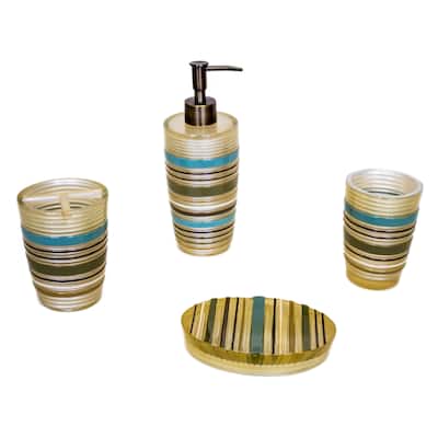 Sherry Kline 'Elegy' Striped Bath Accessory 4-piece Set