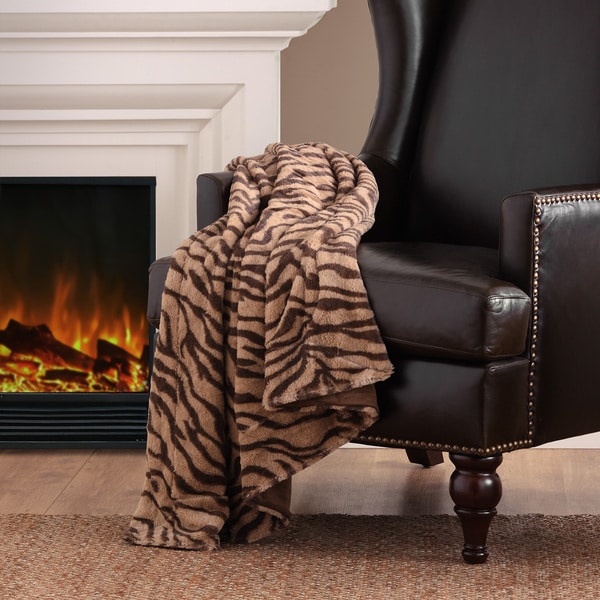 Madison Park Chapman Long Fur Zebra Throw Madison Park Throws