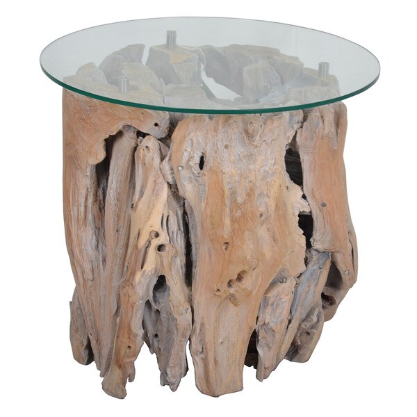 Shop East At Main's Decorative Brown Rustic Round Teak Side Table