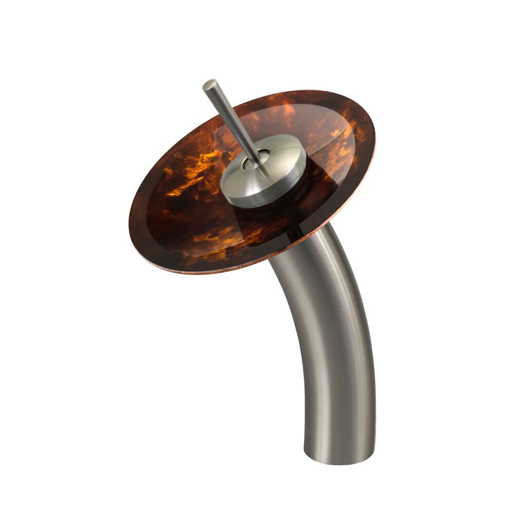 VIGO Single Lever Brown/ Gold Fusion Glass Disc Waterfall Faucet