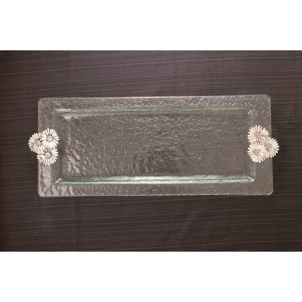 Daisy Glass Rectangular Serving Tray