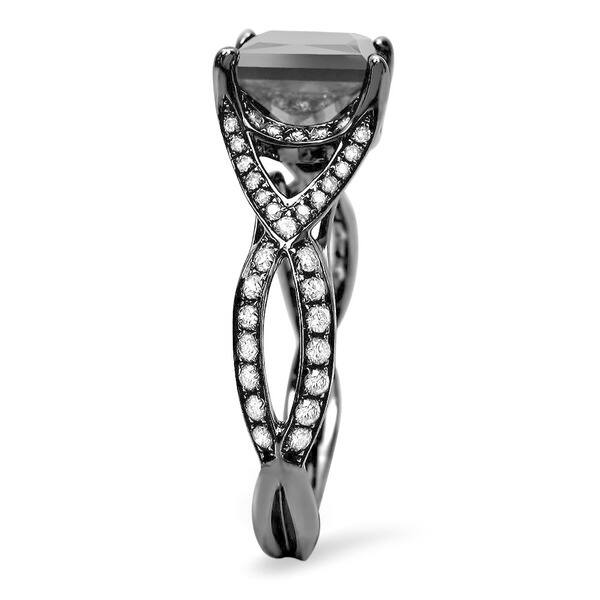 Shop Black Gold 2 2 5ct Tdw Black Diamond Princess Engagement Ring
