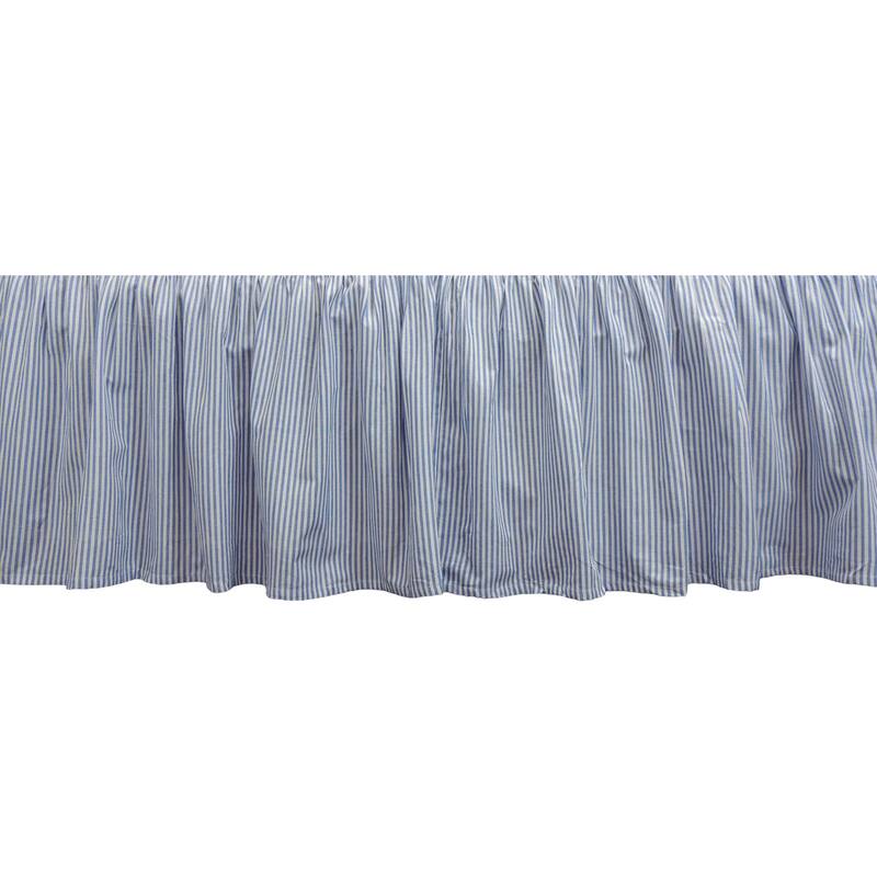 Copper Grove Lafarge Blue and White Bell Stripe Bedskirt - Twin