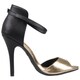 gold open toe ankle strap heels