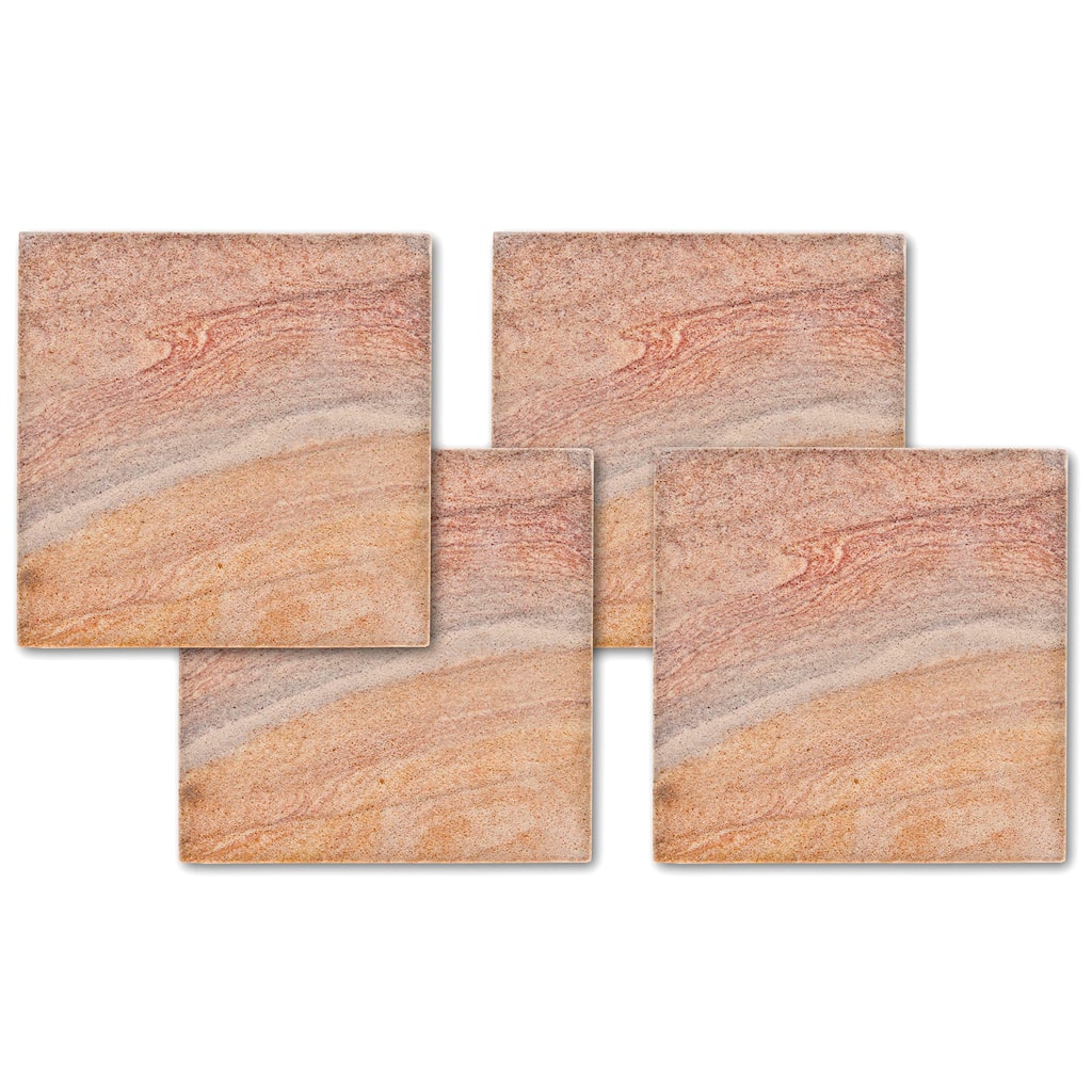 Rainbow Natural Sandstone Coaster 4 Pack Attractive, Absorbent, Easily Wipes Clean