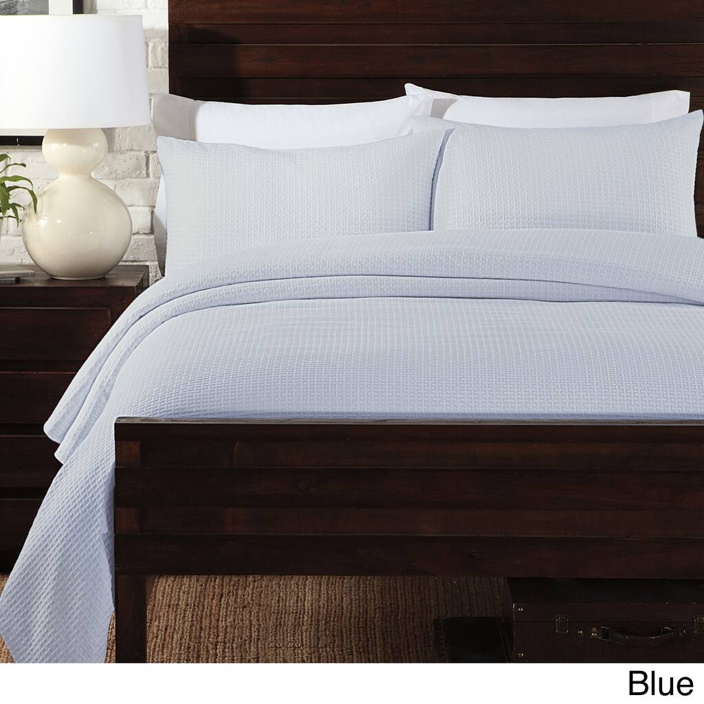 Basketweave Matelasse 3-piece Coverlet Set Full/ Queen