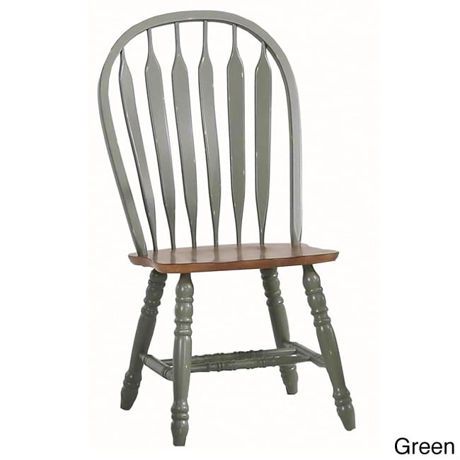 Rustic Oak Large Bow Back Side Chairs (set Of 2)