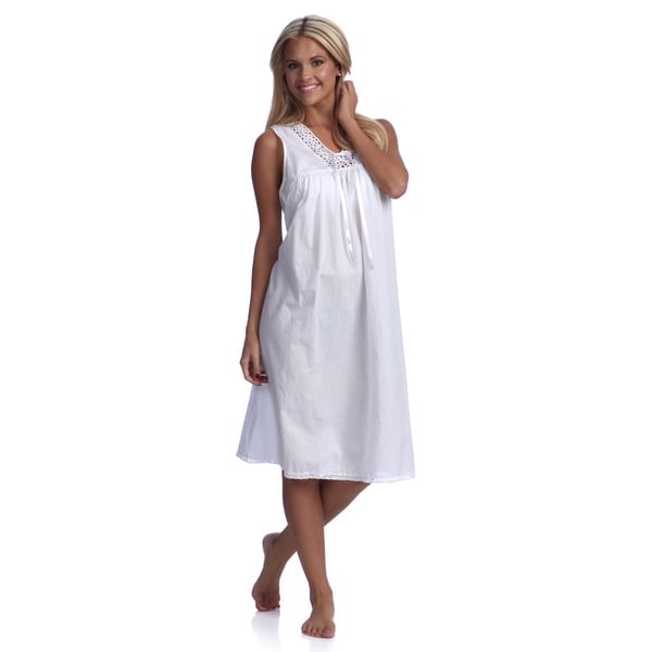 Embroidered Nightgown with Cap Sleeves