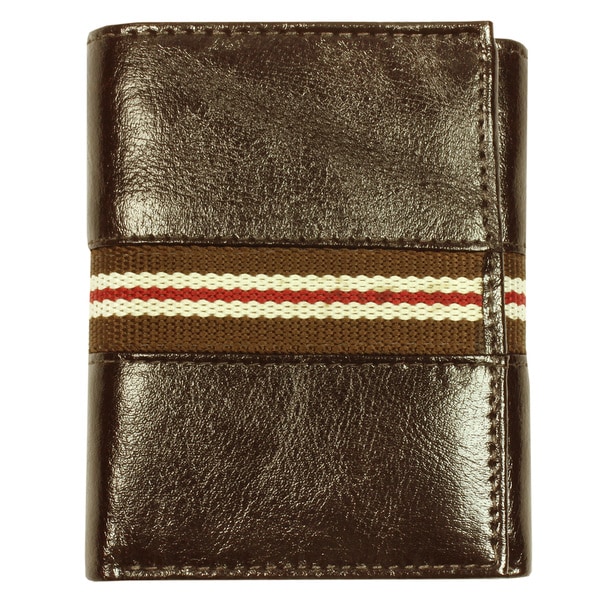 Shop Men&#39;s Tri-fold Brown Leather Wallet - Overstock - 8199126