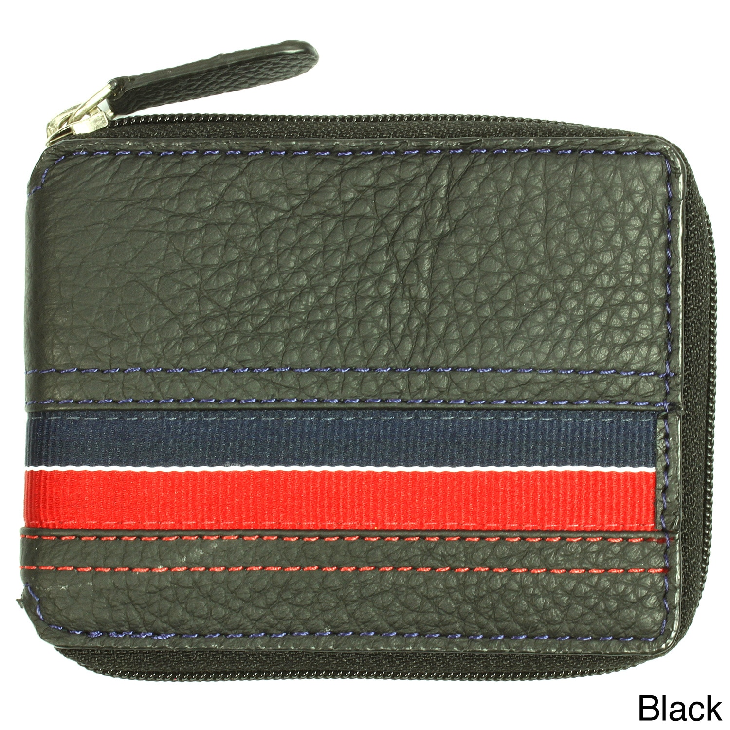 Yl Mens Striped Leather Bi fold Wallet With Fabric Lining