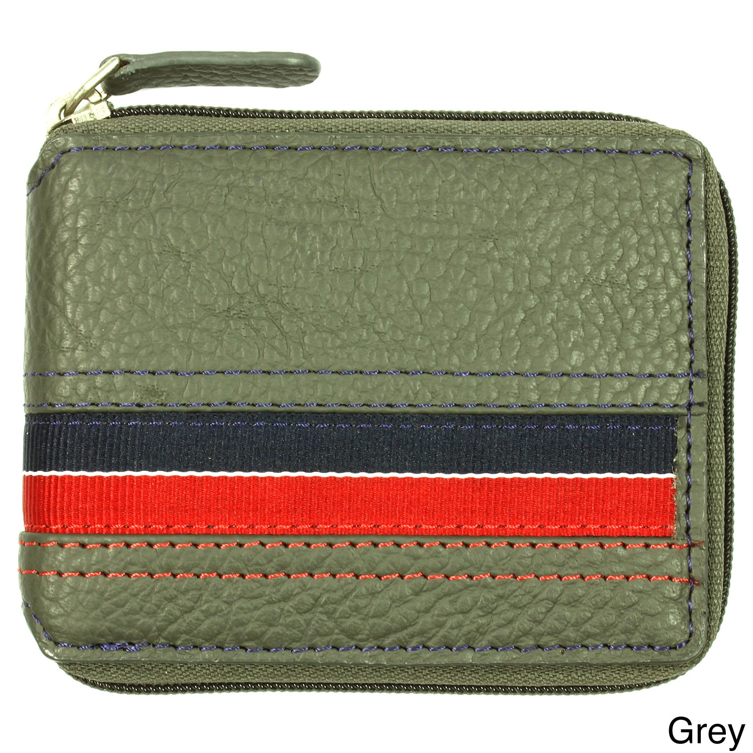 Yl Mens Striped Leather Bi fold Wallet With Fabric Lining