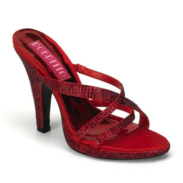 Bordello SIREN-02R 4 Inch Heel Rhinestoned Criss Cross Mini Platform Slide