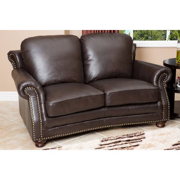 Shop Abbyson Living Maxwell Top Grain Leather Sofa Loveseat