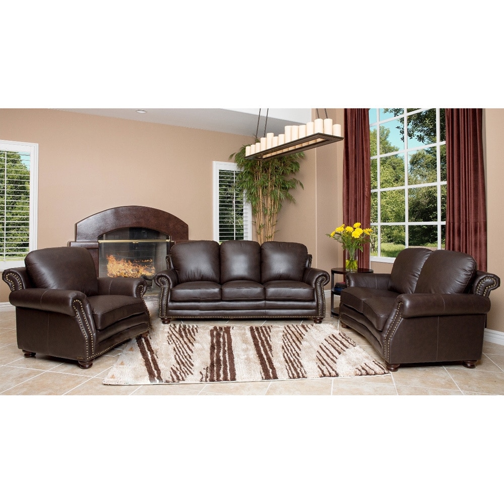 Abbyson living deals leather sofa