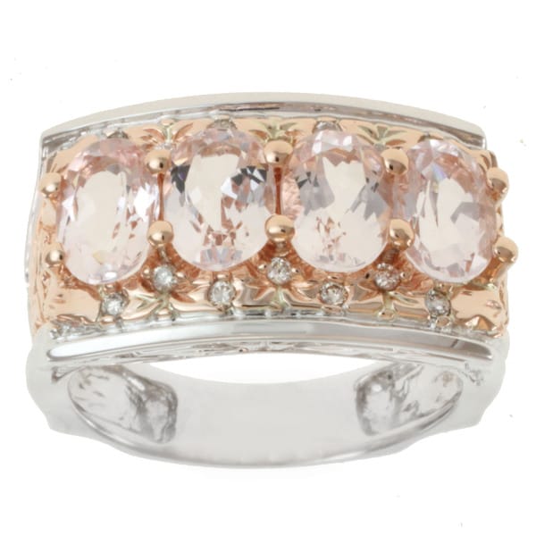 Michael Valitutti 14K Two tone Gold Oval cut Morganite and Diamond Ring Michael Valitutti Gemstone Rings