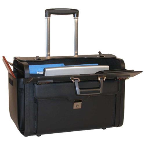 Leather Catalog/Computer Case on Wheels Black Rolling Laptop Cases