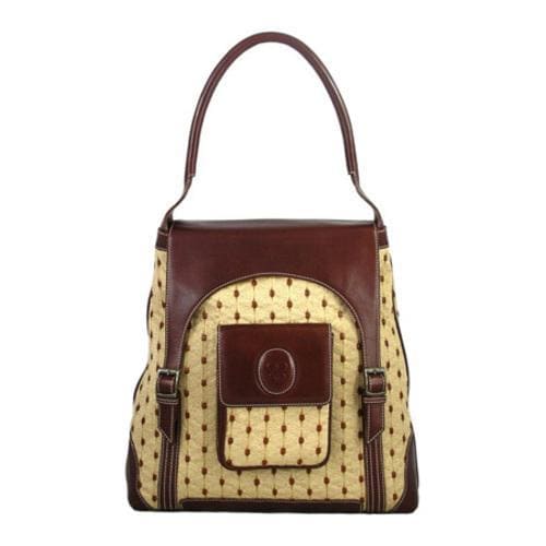 Women's Elif Montclair Brown Leather/Beige Fabic Elif Satchels