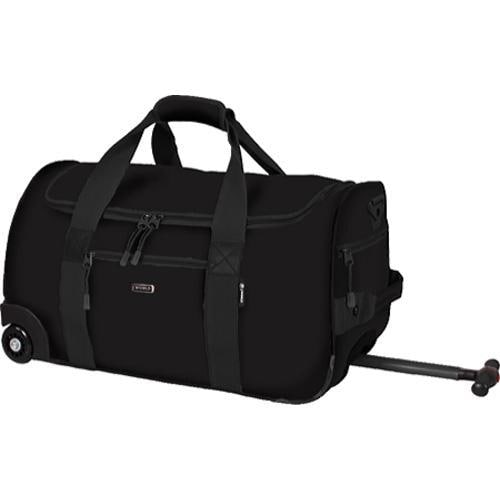 J World Carry On Rolling Duffle with Single Handle Black J World Rolling Duffels