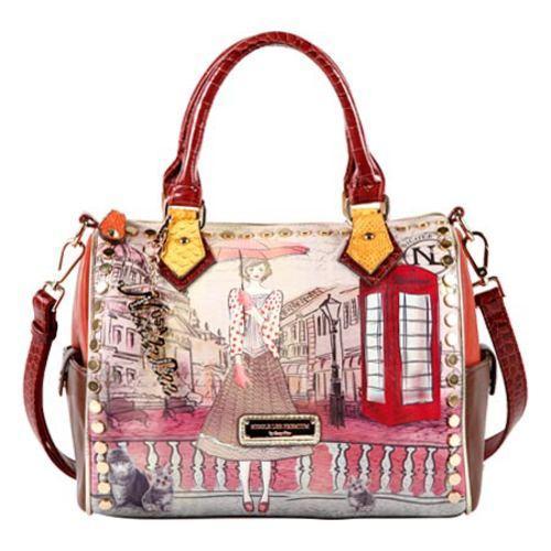 Womens Nicole Lee Kayla Blocked Fashionista Print Satchel Telephone Booth nicole lee Satchels