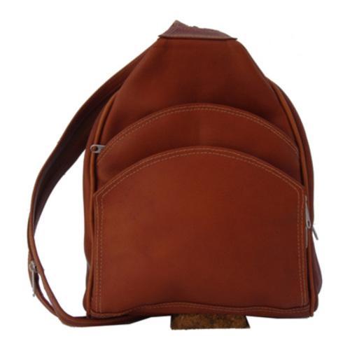 Piel Leather Three Pocket Sling Bag 7776 Saddle Leather Piel Leather Sling Bags