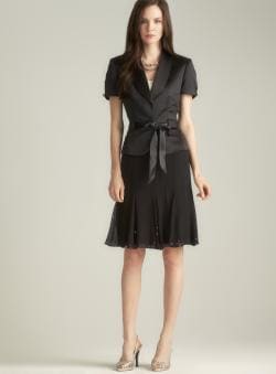 Shop Tahari Satin & Chiffon Sequined Belted Skirt Suit - Free Shipping ...