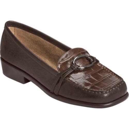 Women's Aerosoles Dubious Brown Croco Aerosoles Loafers