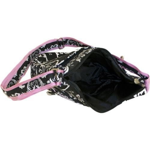 Womens Jenni Chan Damask Soft Crossbody Black/Pink   15499435