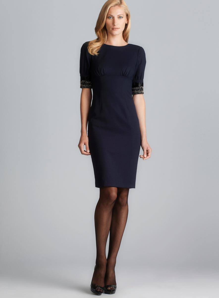 Magaschoni Back V Embellished Sleeve Dress Work Dresses