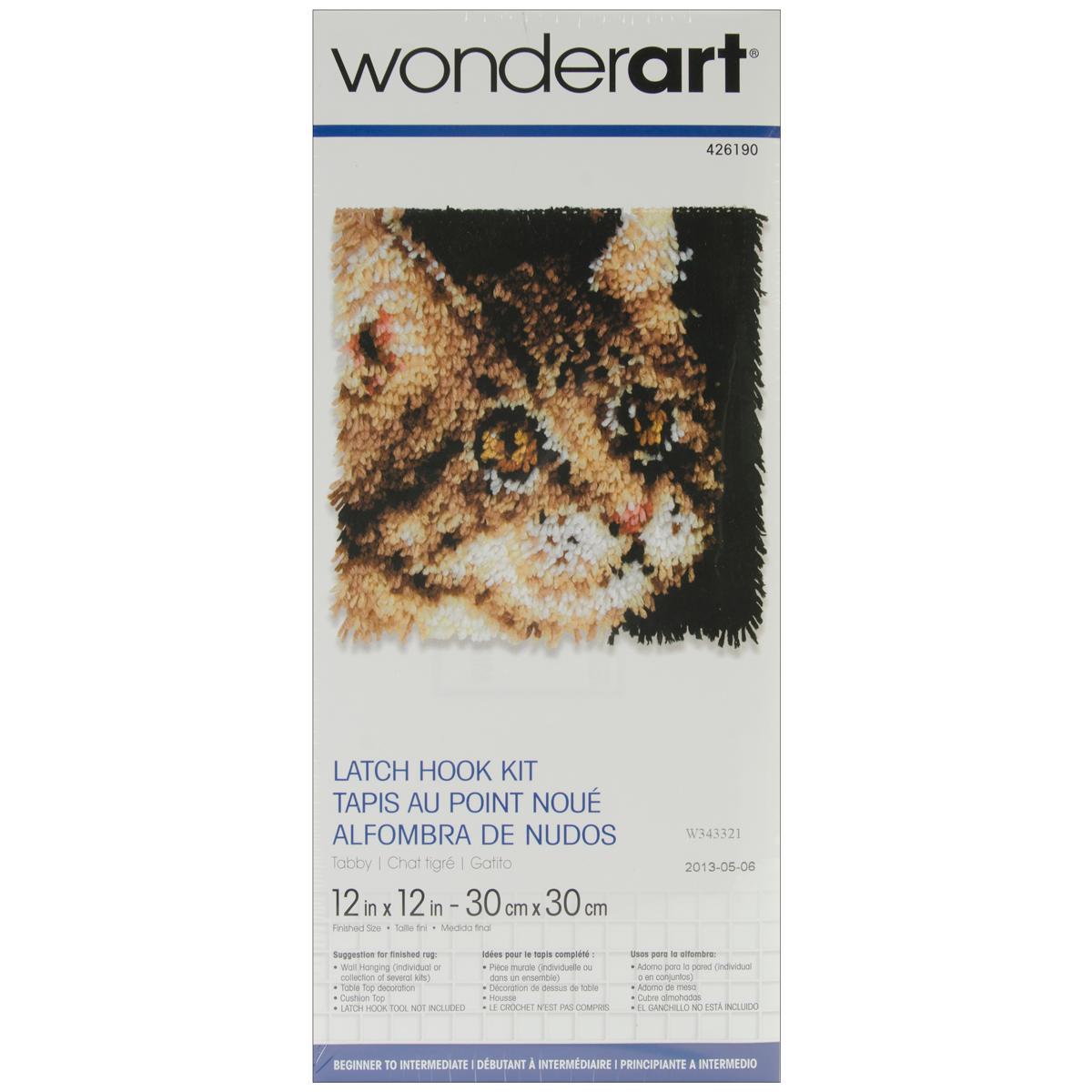 Wonderart Latch Hook Kit 12 X12  Tabby (12x12in. Design Tabby. Made in USA. )