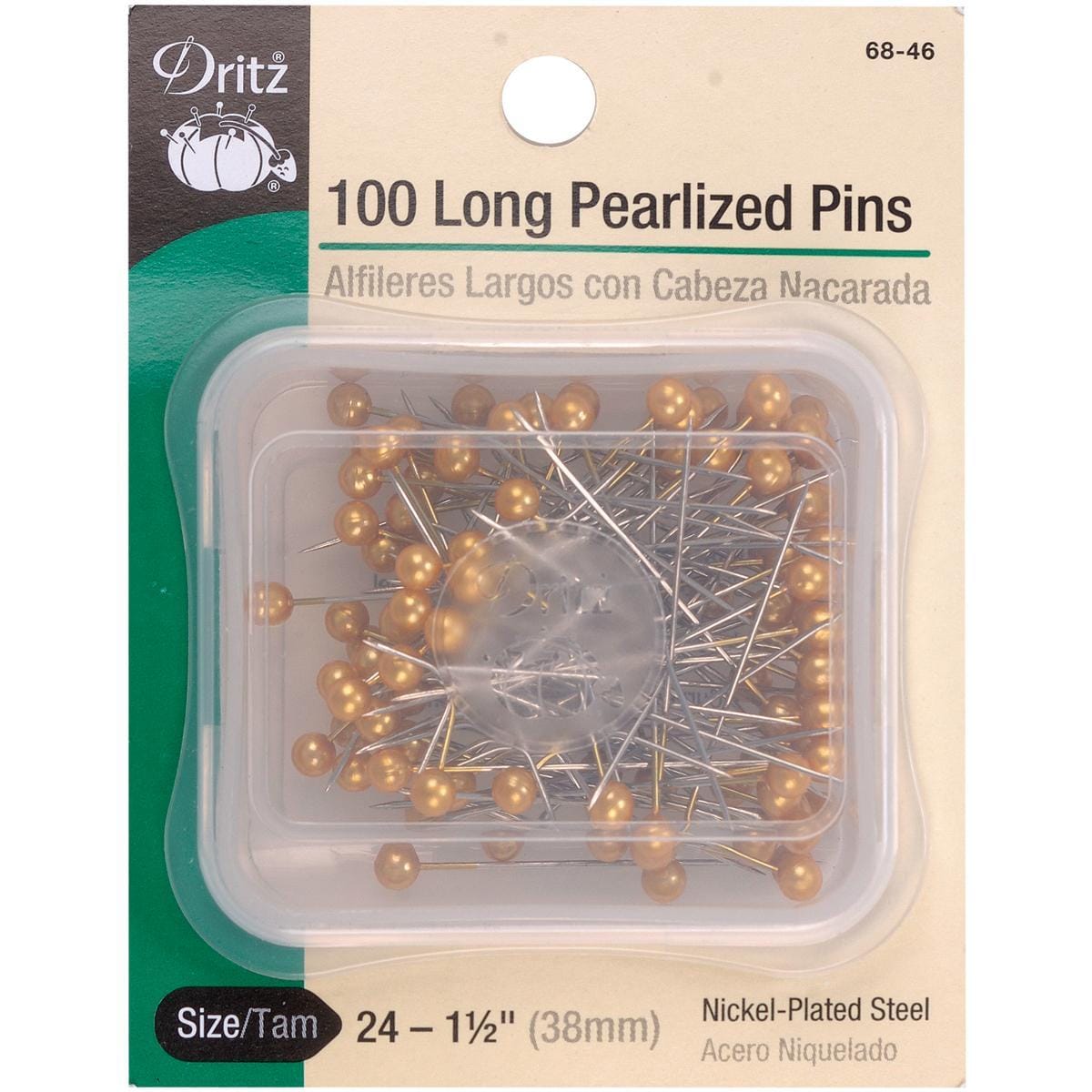 Long Pearlized Pins  Gold Size 24 1/2 100/pkg