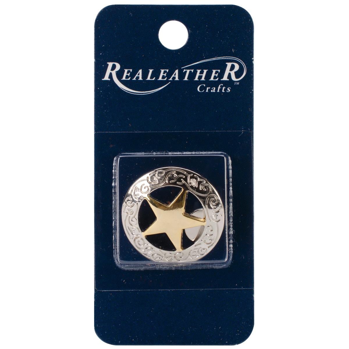 Concho 1 Silver/gold 1/pkg  Engraved Star