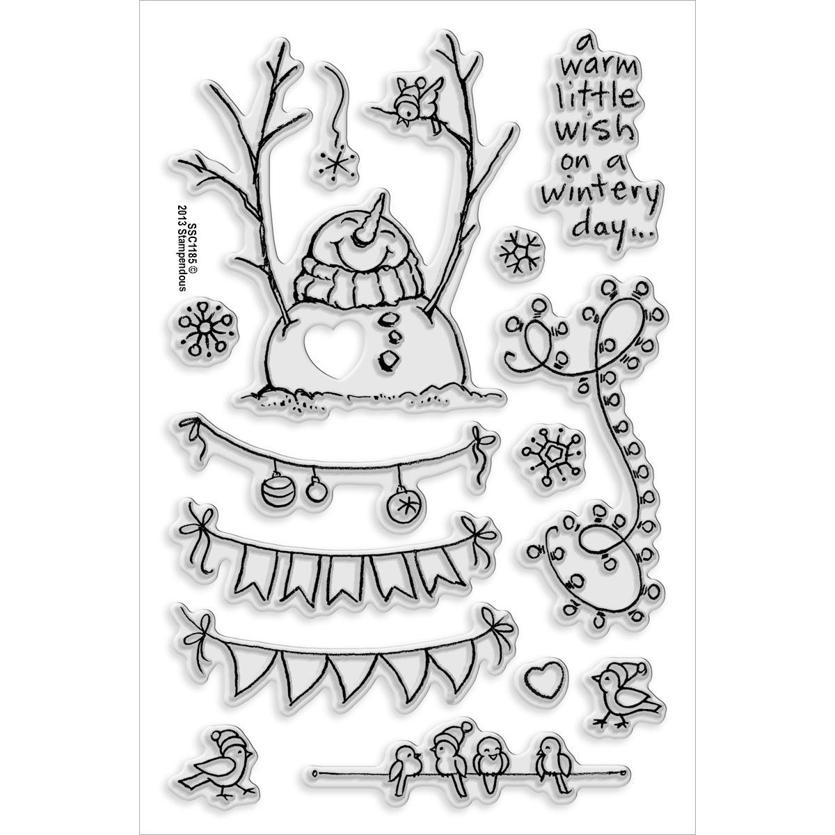 Stampendous Clear Christmas Stamp  Snowman Banners