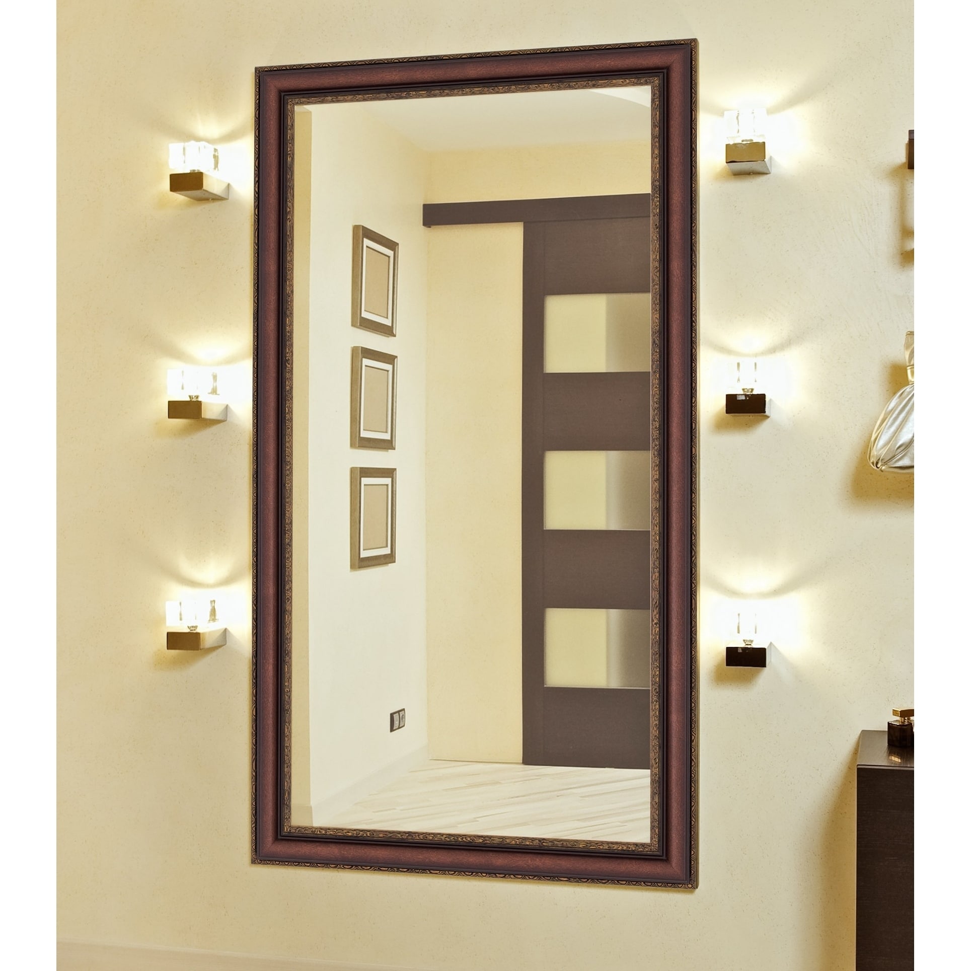 Polynesian Coco Brown Gold Trim Mirror