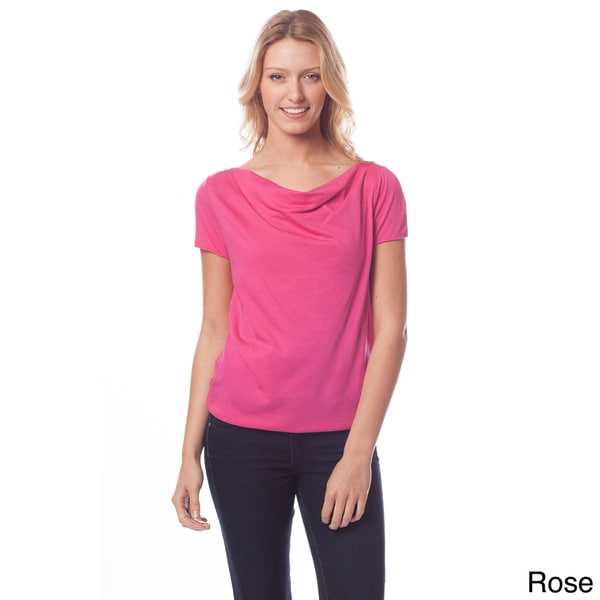 AtoZ Women's Cowl Top AtoZ Short Sleeve Shirts