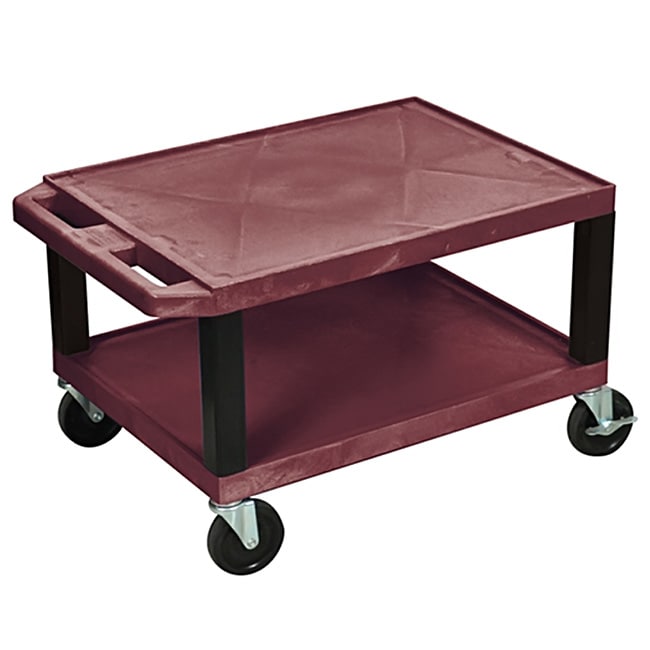 Offex Rolling 16 inch Tuffy Av Cart 2 Storage Shelf (MaroonMaterials PlasticModel No OF WT16BYE BWeight capacity 400 poundsDimensions 16 inches high x 24 inches wide x 18 inches deepAssembly Required )