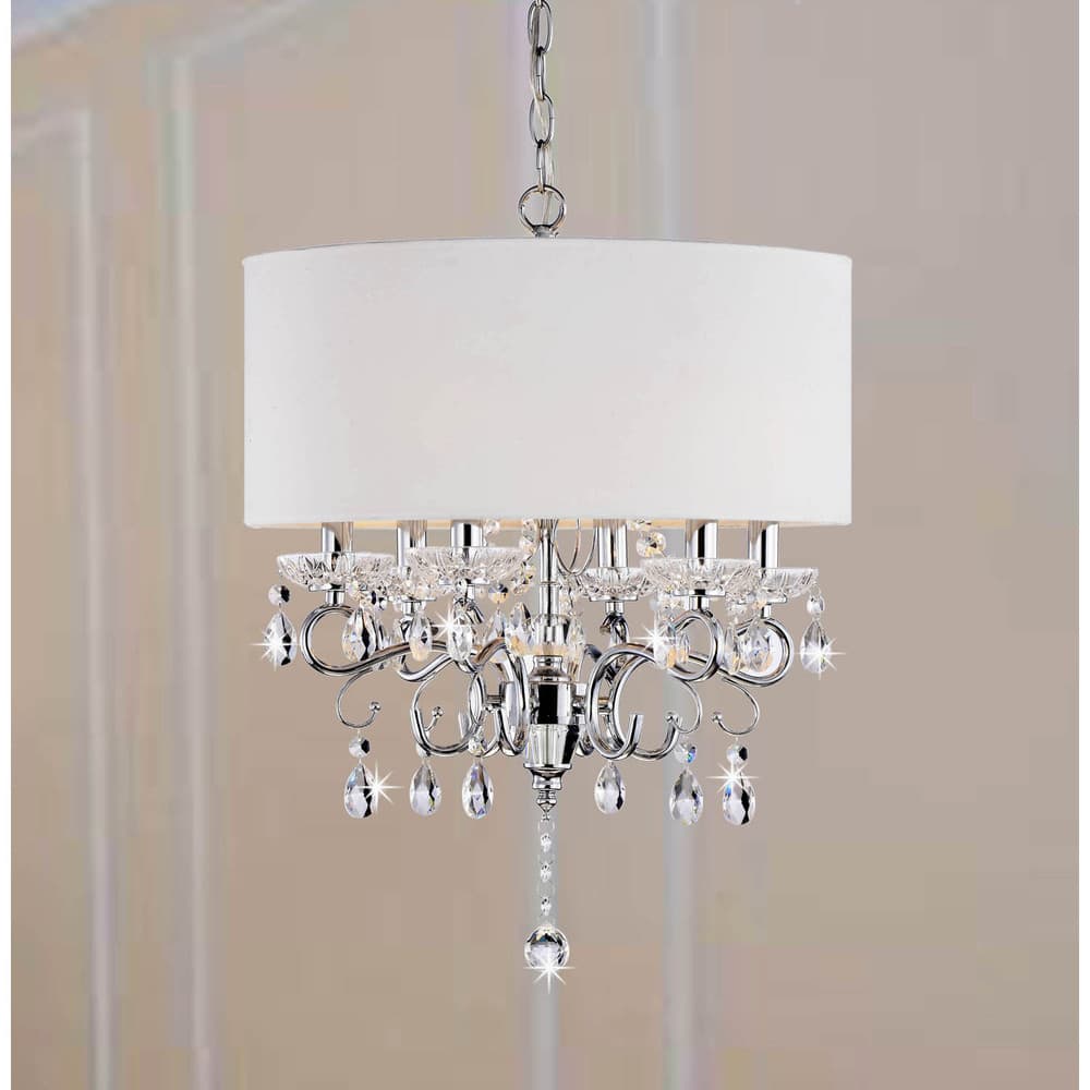 Allured Crystal Chandelier/ Solid White Shade - 22 inches high x 17 inches wide