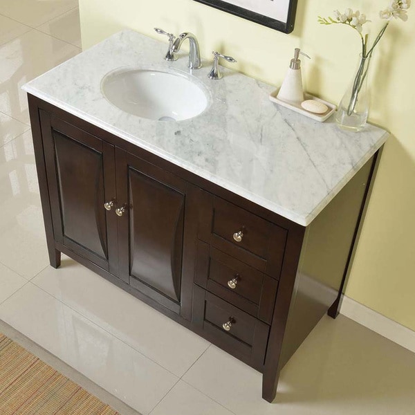 Silkroad Exclusive 45-inch Carrara White Marble Top ...