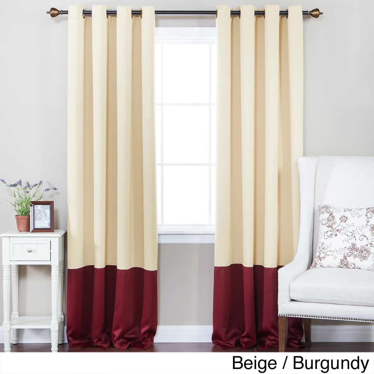 Solid Thermal Insulated Color Block Blackout 84 inch Curtain Panel Pair