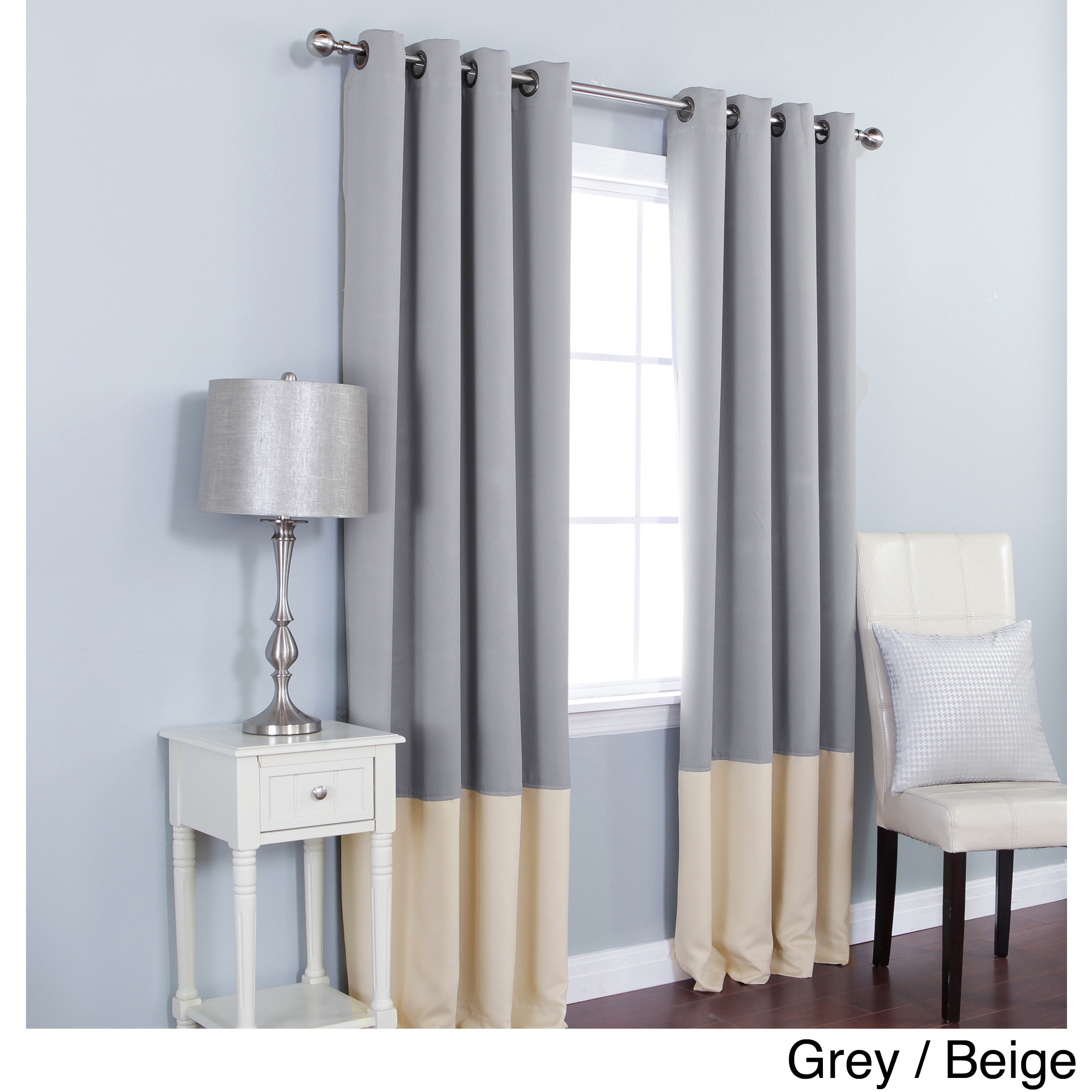 Solid Thermal Insulated Color Block Blackout 84 inch Curtain Panel Pair