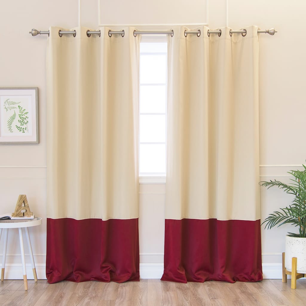 Aurora Home Solid Thermal Insulated Color Block Blackout 84-inch Curtain Panel Pair - 52 x 84 - 52 x 84