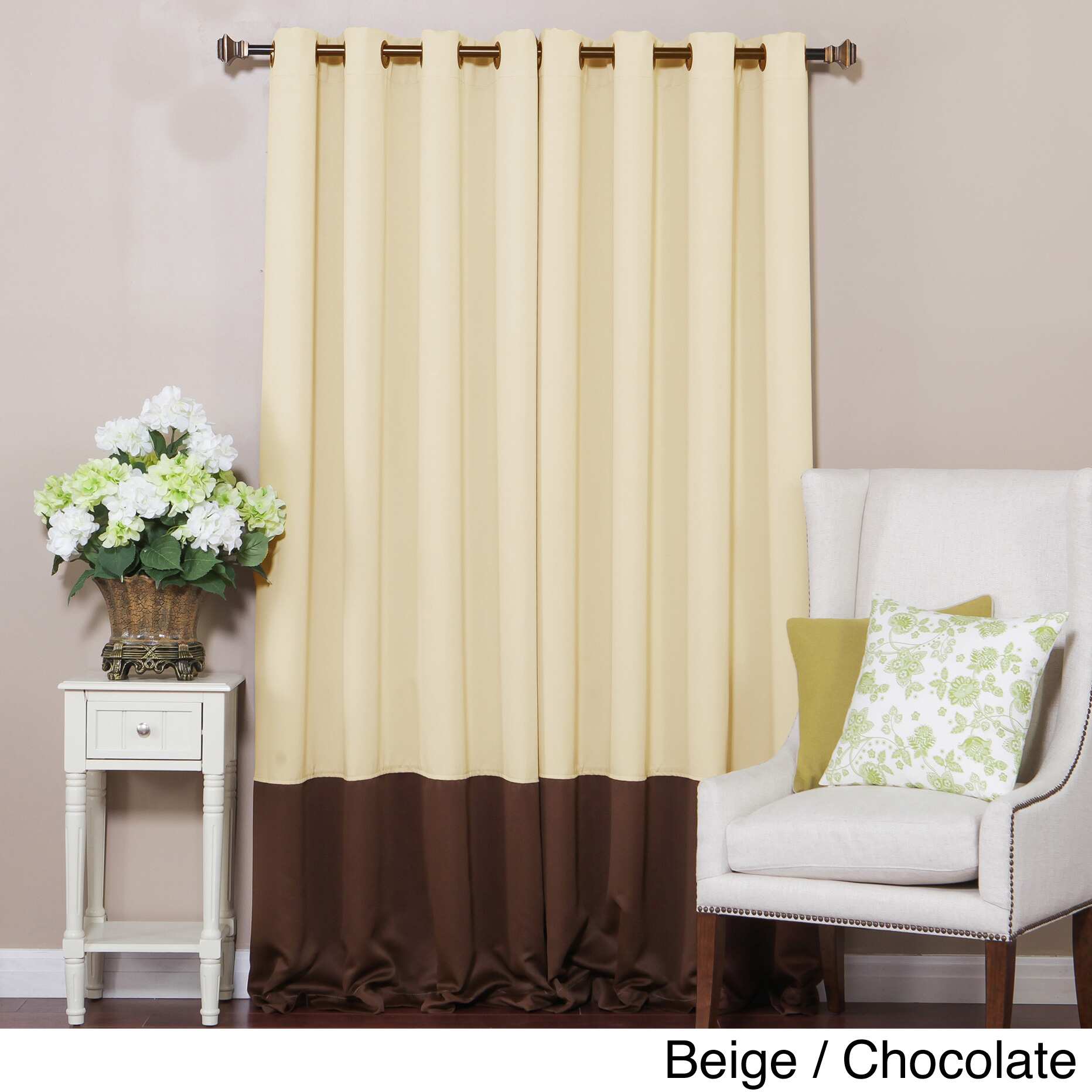 Solid Thermal Insulated Color Block Blackout 84 inch Curtain Panel Pair