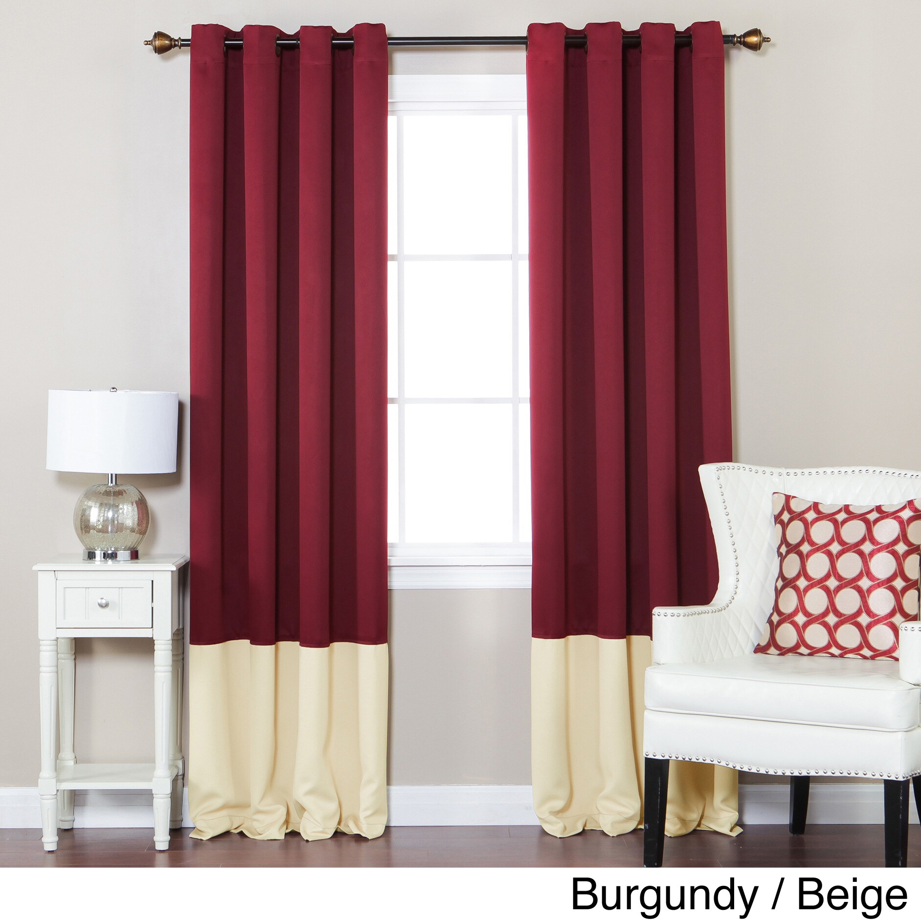 Solid Thermal Insulated Color Block Blackout 84 inch Curtain Panel Pair