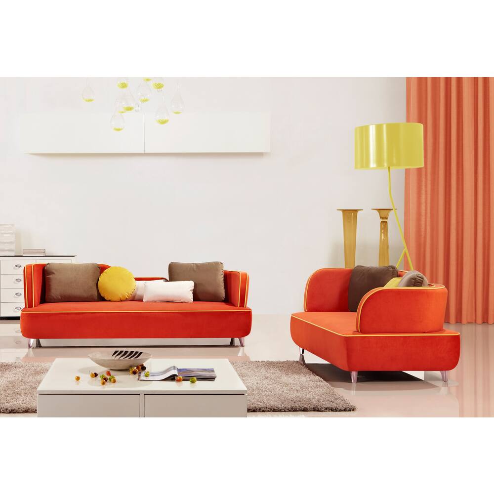 Furniture of America Lucy Retro Contemporary 2PC Sofa-Love Set
