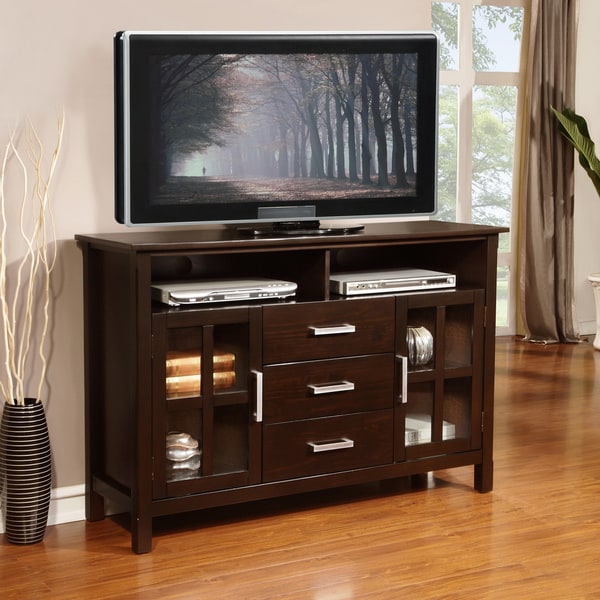 WYNDENHALL Waterloo Walnut Brown Tall TV Stand   15535873  