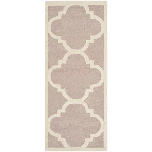Safavieh Handmade Moroccan Cambridge Beige/ Ivory Wool Rug - 2'6 x 6'