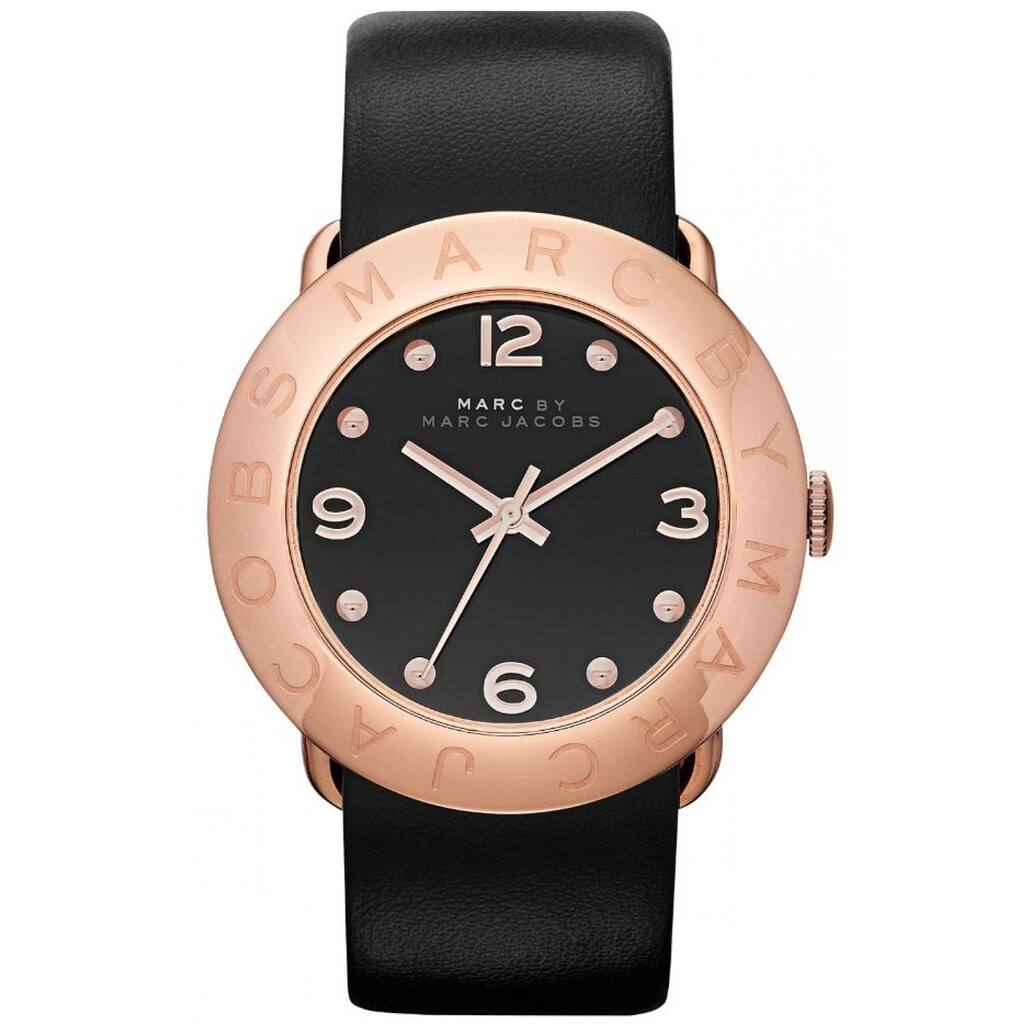 Marc Jacobs Women's 'Amy' Black/ Rose Goldtone Watch